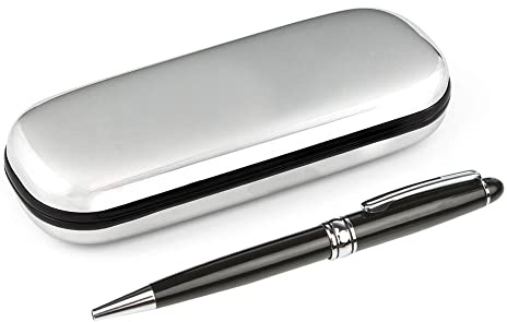 Paul Clover Luxury Ballpoint Pen and Chrome Presentation Case – Stunning Christmas, Anniversary, Graduation, Birthday Gift Set for Men and Women