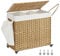 SONGMICS Wäschekorb mit Deckel, 160 L, Wäschesammler 3 Fächer, Wäschesortierer mit Rollen, in Rattan-Optik, Wäschesack herausnehmbar, für Waschküche, 70 x 36 x 66 cm, naturfarben LCB365N01