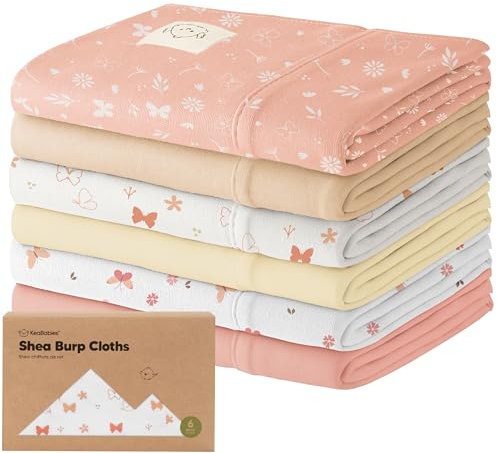 Bio Spucktücher Baby Junge, Mädchen - 6er-Pack Große Baumwoll Mulltücher Baby Waschlappen, Super Saugfähig, Ultraweiches Neugeborene Set, Geschlechtsneutral, Maschinenwaschbar, Langlebig (Butterflies)