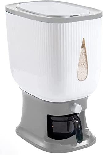 ANMOO Rice Dispenser 10KG Rice Container For Rice Storage Cereal Dispenser With Lids Large Cereal Storage Containers with Rice Measuring Cup (Grey)