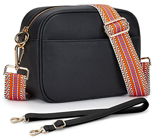 KALIDI Umhängetasche, transparent, Stadion-zugelassen, Crossbody-Tasche, Reißverschluss, Leder, Geldbörse, Sport, Konzert, Flughafen-Bahnhof, Schwarzer Köper