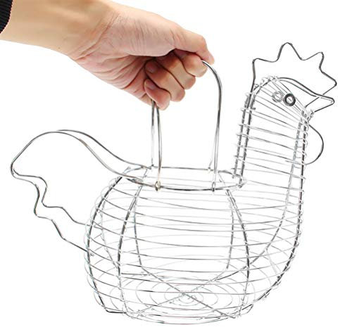 Cesta Metálica para Huevos de Gallina, Soporte para Huevos de Gallina, Cesta de Alambre Decorativa con Asa, Cesta Decorativa para Huevos de Alambre para Cocina