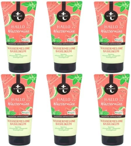 6x t: by tetesept Aroma Dusche Hallo Wassernixe Wassermelone Basilikum Spürbar erfrischender,pflegender Duschgenuss 200ml (6er Pack)