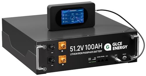 GLCE Energy Batería de Litio LiFePO4 de 48V, 100Ah, BMS Inteligente de 100A Incorporado, 4000~15000+ Recargable de Ciclo Profundo, 10 años de Vida útil, RV,Solar,Almacenamiento de energía en el hogar