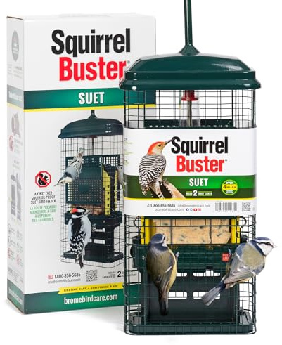 Squirrel-proof Bird Feeder for Suet Cakes - Jacobi Jayne Squirrel Buster Suet – Pigeon Proof Metal Bird Suet Feeder for Wild Birds – Easy Clean Hanging Suet Bird Feeder for Garden Birds