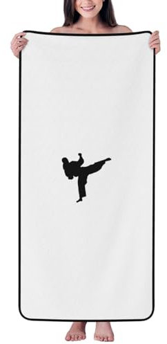 JABNOW Karate Print Coral Velvet Badetuch Super saugfähig und ultraweich, perfekt für Zuhause, Reisen, Schwimmen, Strand