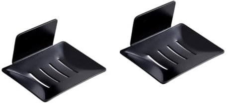 MAGICLULU Vacuum Container 2pcs Drain Basket Space Aluminum Black Suction Soap Dish