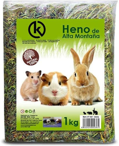 KROWN - Heno de Alta Montaña con Hierbas Naturales - Alimento Esencial para Hámster y Mascotas Pequeñas (1kg)