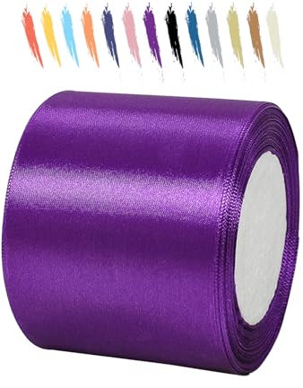 Lila 75mm Satinband 23 Meter, Polyesterband, verschönern Sie Ihre Bastelarbeiten und Feiern, ideal für Geschenkverpackungen, Dekorationen, Hochzeitsautoband, Bänder zum Basteln