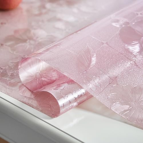 Transparente Tischfolie Texture Blütenform Tischschutz mit Blumen Bedruckt Dicke 1mm Schutzfolie abwischbar PVC Tischdecken rutschfeste,Durchsichtige Schreibtisch,Tischmatte Ölbeständig (A,70x150cm)