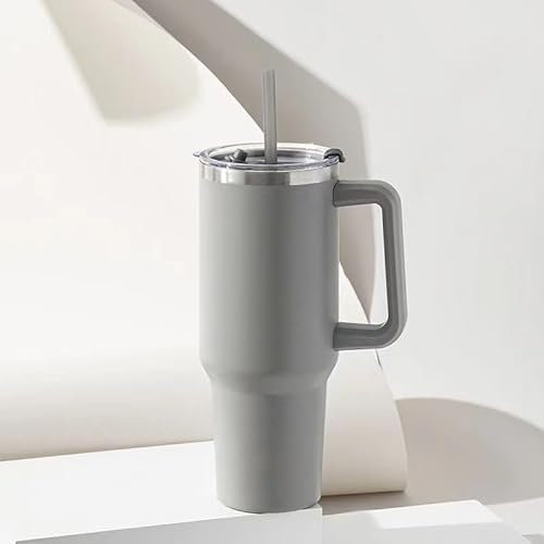 DYBHSD Auto Thermobecher für Citroen SpaceTourer 2016-2023, Auto-Kaffeetasse Kaffeebecher to Go Vakuum Isolierbecher mit Griff und Stroh Doppelwandiger Edelstahl Autoteile,Grey-1300ml
