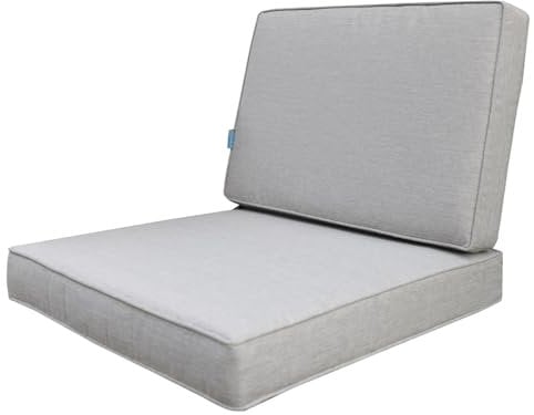 Calma Lux® Kissen Set für Rückenlehne Sitz, Sitzkissen Outdoor Sitzpolster Gartenstuhl, Sitzauflage Rattansessel, Outdoor, Auflage, Palettenkissen, Sitzkissen, Rattanmöbel (Hellgrau, 65 * 65 * 10)