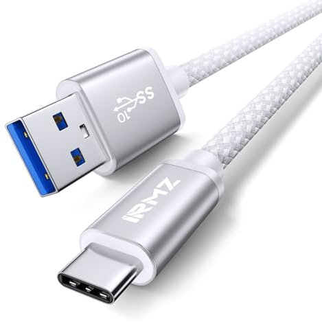 White USB C Data Cable, 1M USB 3.0 to USB C Cable 10Gbps High Speed Data Transfer, USB A to USBC Charger Lead for iPhone 16 Pro/16 Pro Max, 15 Pro Max, Samsung Galaxy S25 S24