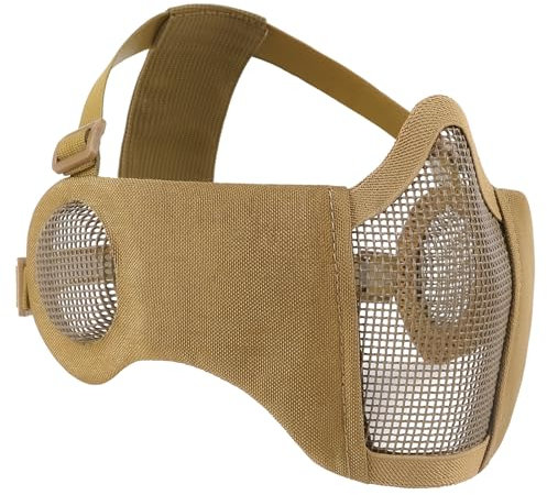 Máscara táctica para airsoft, paintball, plegable, media cara, color marrón