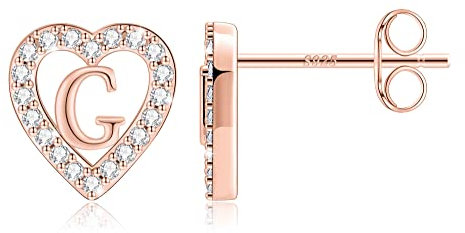 TINGN Ohrringe Ohrstecker Rosegold - Geschenke für Mädchen Buchstaben Ohrringes Kinder Ohrsteckers Damen Herz Ohrringes für Mädchen Ohrstecker Rosegold Damenohrringe Buchstaben G Ohrringe