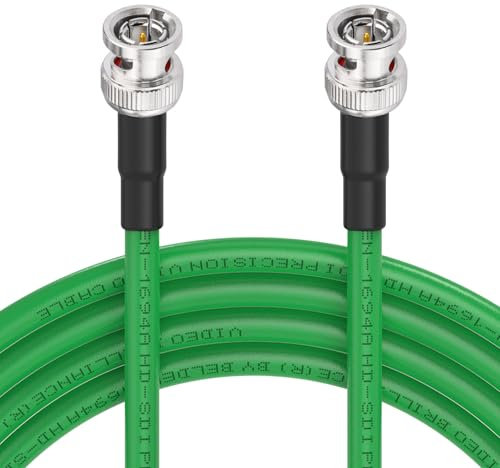 Superbat SDI Kabel 15m 3G/6G/12G/HD/4K/8K (Belden 1694A,75ohm) BNC Stecker auf Stecker SDI-Videokabel für HD-Kamera CCTV Monitor Videoausrüstung -Grün 1stk