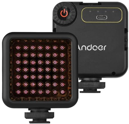 Sunydog IR49S IR Nachtsichtlicht Infrarot-Fotolicht für Videokamera Camcorder Eingebauter Akku mit 3 Kaltschuhhalterungen für Vlog-Videoaufnahmen