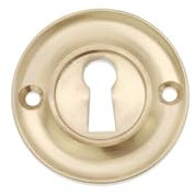Infinity Decor Solid Brass Slimline Standard Door Lock Keyhole Cover Plate Escutcheon 42mm in Polished Brass Finish – Ideal for Front Exterior Doors