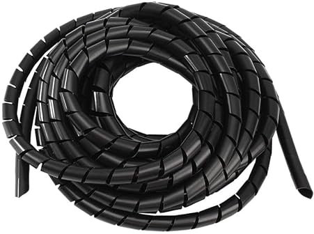 Banda para enrollar Cables en Espiral de 10 mm x 10 m, Color Negro, Ideal para organizar y Proteger Cables eléctricos y de Audio.