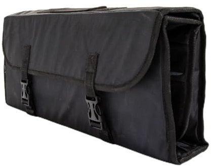 Chef Approved 20 Knife Storage Roll Bag with Buckle | Professional Kitchen Tool Case for Restaurant Cooking Knives | (9) Large (8) Small Pockets, Carrying Handle, 20 W x 2.5 D x 8 H, Nylon, Black