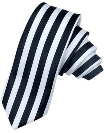 HUAJINGKEJI Japanische Anime-Cosplay-Krawatte, schwarz und weiß, vertikal gestreift, schmale Krawatten, Maskerade, Kostüm-Zubehör für Männer und Frauen, Schwarz und Weiß gestreift, Length: about 145cm