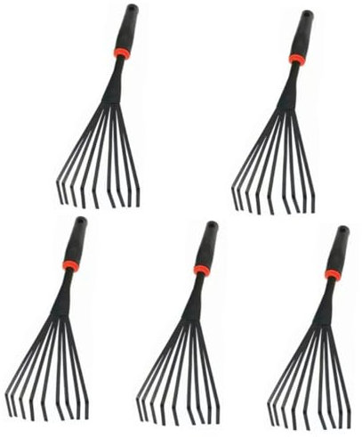 Sosoport 5 Pièces Outillage de Jardin Outils de Jardin desherbage Jardinage râteau a Main cultivateur râteau pour Le Jardin râteau à Feuilles pour pelouses à Usage intensif Caoutchouc Black