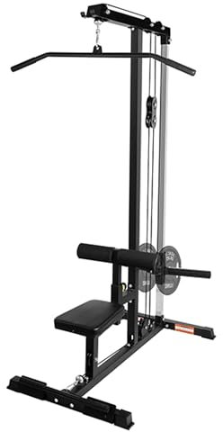 Fitvids LAT Machine with High and Low Pulley Station, LAT Pull Down and Row Cable Machine, LAT Tower with Adjustable Leg Support for Home Gym Back Exercise