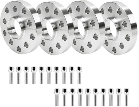 GEARMONSTER 4 Stück 15mm & 20mm Spurverbreiterung Distanzscheiben Set LK: 100/5+112/5 NLB:57.1 mit 20 Stück Radschrauben M14x1.5 40/45mm für VW Golf