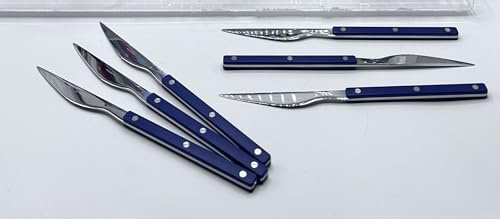 BUGATTI Tavola allegra, coltello in acciaio e manico vintage color blu notte, con materiale riciclato e riciclabile,lavabili in lavastoviglie.Qualità garantita a vita. COD. AGBN-00603