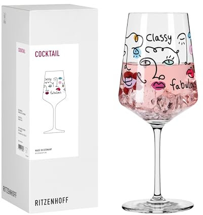 RITZENHOFF 8115004 Cocktail-Glas 500 ml, Serie Fashion, mit Mode-Motiv bunt - Made in Germany