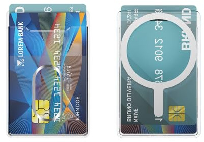 Cadorabo Transparentes Wallet kompatibel mit MagSafe -Magnetische Mini Geldbörse dünn -Kompatibel mit MagSafe Smartphones -2 Kartenfächer für Kreditkarte & Ausweis -Kratzfest, stylish, klar