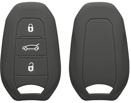 kwmobile Autoschlüssel Silikon Hülle kompatibel mit Peugeot Citroen 3-Tasten Smartkey Autoschlüssel (nur Keyless Go) - Schlüsselhülle in Dunkelgrau