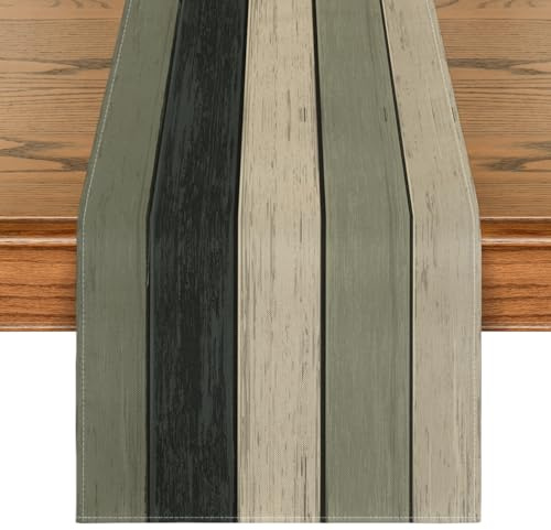 Artoid Mode Schwarz Planken Antik Alt Rustikal Holz Halloween Tischläufer, Küche Tisch Dekoration Drinnen Urlaub Party Dekor 40x180 cm