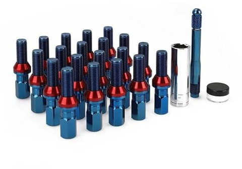 VBNYBA Dadi dei Bulloni Ruote 20PCS Accessori Auto Bulloni delle Ruote Prigioniero Dadi delle Ruote M14x1.5 M14x1.25 M12x1.5 M12x1.25 Mozzo Ruota Pneumatico Vite Bullone(Color 1,M12x1.25)