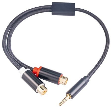 Cavo Audio 3.5 mm RCA Femmina, Cavo Maschio 3.5 mm Femmina, Adattatore Jack Stereo Maschio a 2 RCA HiFi per Smartphone, MP3, Tablet, TV, Altoparlanti, Home Theater, Qualità Audio HD