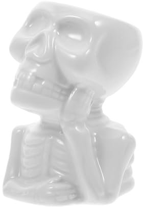 CIYODO Pot De Fleurs Forme De Crâne pour Plantes Intérieur Tasse à Céramique Pot De pour Décoration De Bureau Blanc