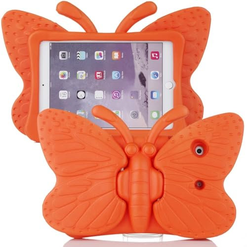 Joli étui papillon compatible avec Samsung Galaxy Tab 4/3/3 Lite 7 universel compatible avec SM P3200 T110 T210 T230 T280 T285, coque de protection antichoc en EVA robuste (orange)