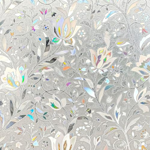 shinfly Fensterfolie Blickdicht Selbsthaftend | Sichtschutzfolie Fenster | Fensterfolie Bunt Statisch Haftend 60 x 200 cm | Stained Glass Window Film Anti-UV Für Büro Wohnzimmer Schlafzimmer Küche