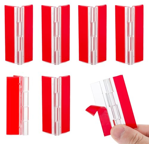 6 Stück Scharnier Klar Acryl,Kunststoff Scharniere Klappbar Klein,Klein Transparent Kunststoff Scharniere,Klappbar Scharnieres Werkzeuge,Selbstklebend Klavierscharnier,für Schrank Schublade Möbel