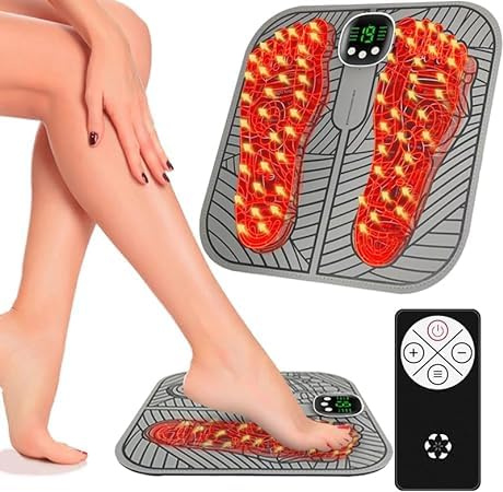 EMS Fußmassagegerät, Jkevow Fussmassagegerät Elektrisch 8 Modi und 19 Levels mit Fernbedienung, USB Tragbare Massagematte Fördern Die Durchblutung Reduzieren Muskelschmerzen