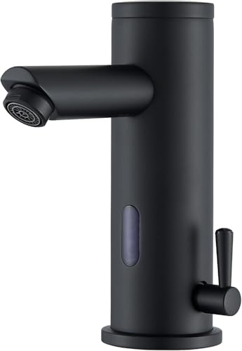 Hevenaov Infrarot Sensor Wasserhahn Bad Schwarz, Automatisch Sensor Mischbatterie Bad Bildschirm Warmes Kaltwasser Mischbatterie Armatur Waschbecken