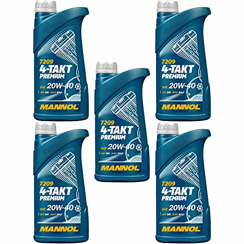 Set 85457386 MN7209-1 5x MANNOL 1 Liter 7209 4-Takt Premium Motorradöl API SM JASO MA2