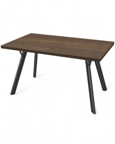 LEWE Esstisch 160 x 80 cm, Rechteckig Esszimmertisch Holz für 6–8 Personen | Küchentisch mit Schwarz Metallbeinen, Moderner Tisch Ideal für Esszimmer & Küche & Wohnzimmer, Walnut Brown