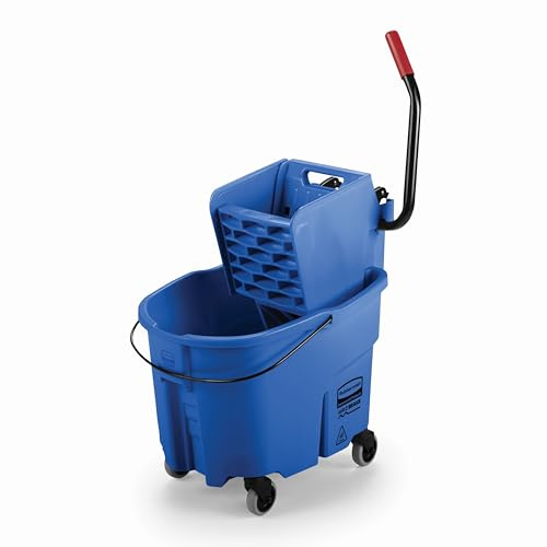Rubbermaid Commercial WaveBrake 2.0® 35 QT Side-Press Mop Bucket and Wringer, Blue (FG758888BLUE)