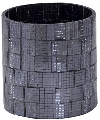 Homescapes Mosaik Teelichthalter schwarz 100% Aluminium Tischdeko Windlicht mit Glasmosaik klein
