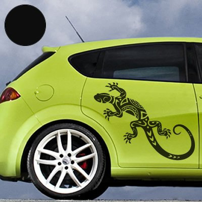 A727 Autoaufkleber-Set Abstrakt Gekko, 2 Stk. je 40cm x 16cm schwarz (in 49 Farben / 7 Gr.)