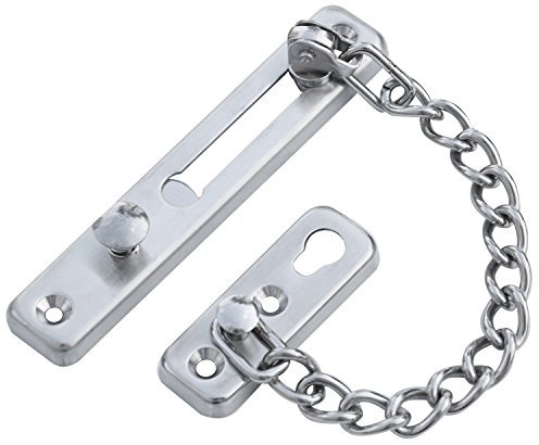 TRIXES Verrou de Sécurité Coulissant à Chaîne Argentée - Bloque porte - Serrure Porte - Porte Coulissante Interieur - Serrure Portail Exterieur - Loquet Porte