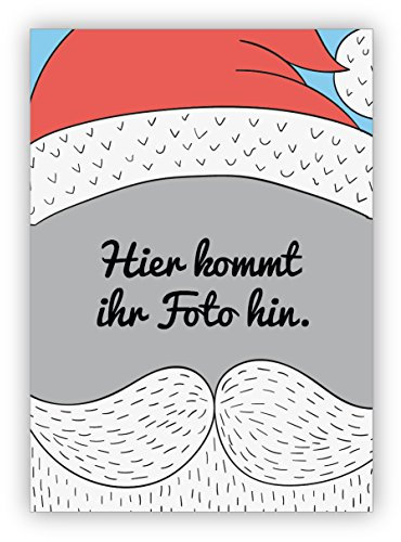 Kartenkaufrausch 20 Coole Weihnachtskarten mit ihrem Foto als Weihnachtsmann - ohne unser Logo auf d. Rückseite