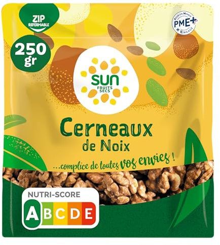 SUN - Cerneaux de Noix 250 g - Noix Décortiquées - Sans Coque - Fruits Secs pour Snacking, Apéro, Cuisine & Pâtisserie - Apéritif, Encas Sain