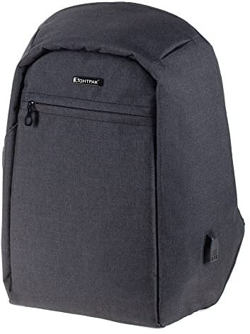 Lightpak Safepak Laptop Backpack Made of 600D Nylon for 15 Inch Notebook, Anti-Theft, USB Charging Port